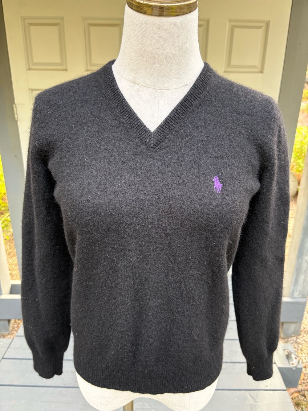 Polo by Ralph Lauren Black Lambswool V-Neck Sweater